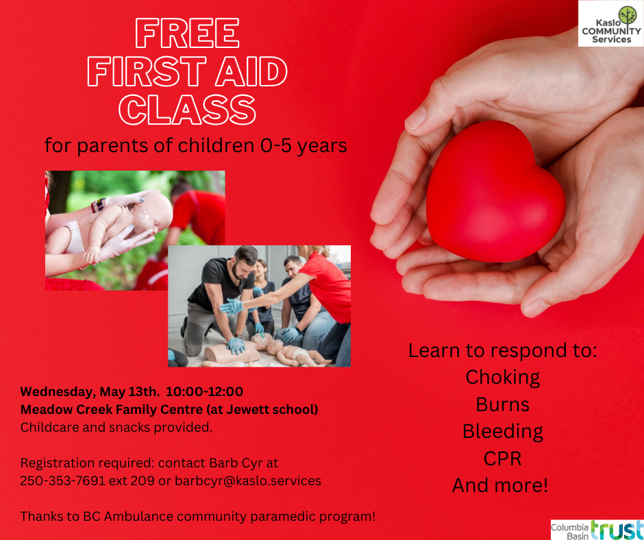 Free First Aid Class for parents of children 0 to 5 years!